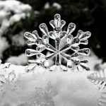 Schwarzweißbild Eiskristalle im Schnee